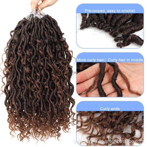 New Goddess Locs Crochet Hair Faux Locs Wavy Crochet Curly Hair Faux Locs Crochet with Curly Ends River Curls Crochet Hair